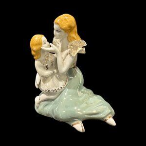 Rare Vintage Stipo Dorohoi Porcelain Figurine Mother and Child, Made in Romania,